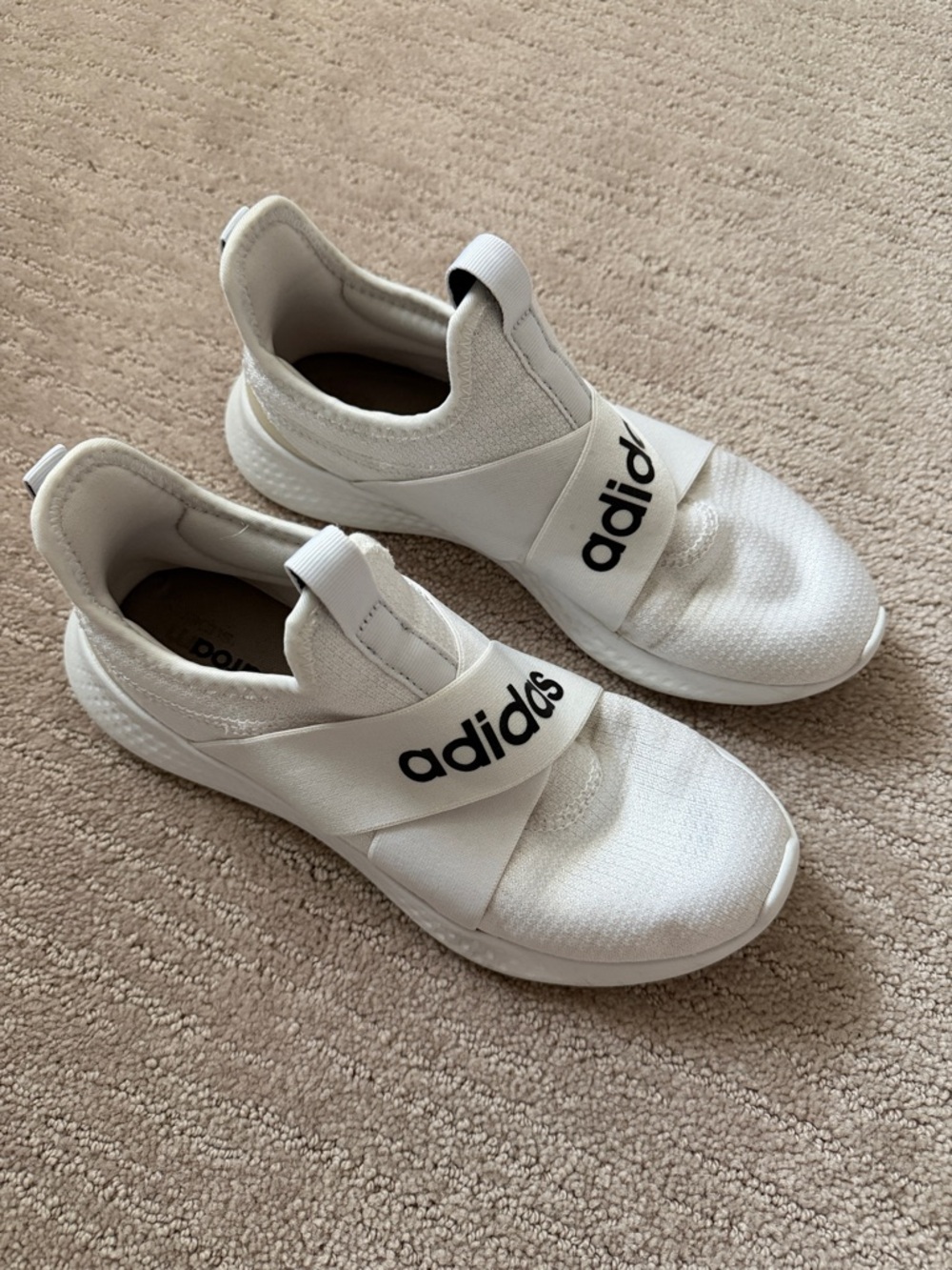 adidas White Slip-On Elastic Crossover Sneakers